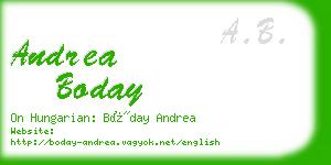 andrea boday business card
